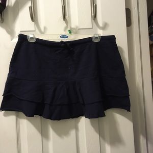 Navy Tiered Miniskirt - Juniors L - Casual - Cotton / Spandex - Beach